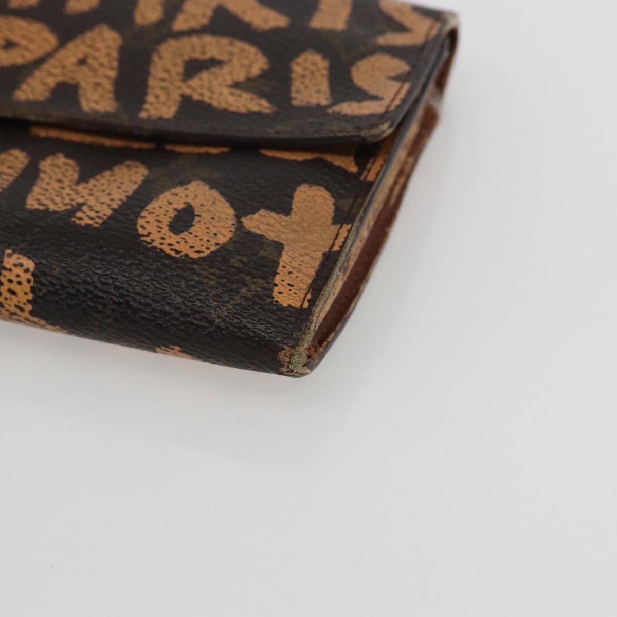 LOUIS VUITTON Graffiti Porte Monnaie Credit Wallet Orange M92190 LV Auth 157191