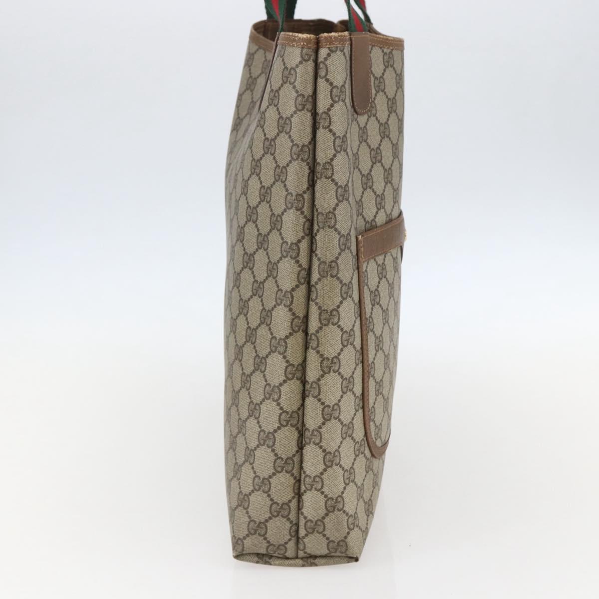 GUCCI GG Supreme Web Sherry Line Tote Bag PVC Beige Red 39 02 003 Auth 157220