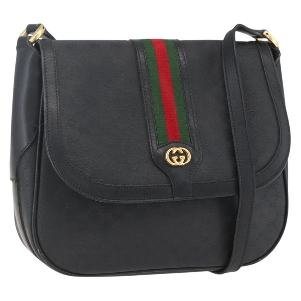 GUCCI Micro GG Supreme Web Sherry Line Bag PVC Black 001 115 0914 Auth 157221