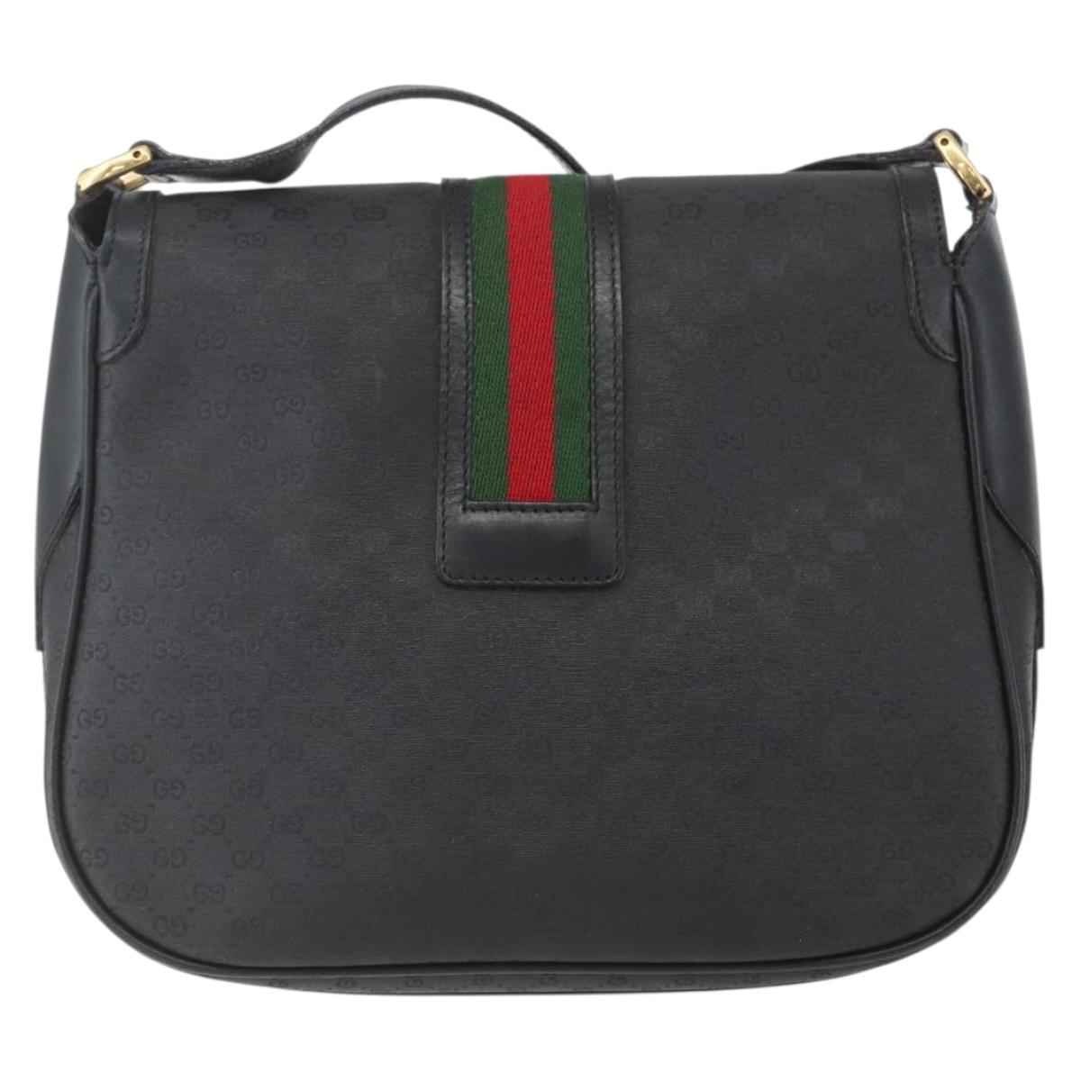 GUCCI Micro GG Supreme Web Sherry Line Bag PVC Black 001 115 0914 Auth 157221
