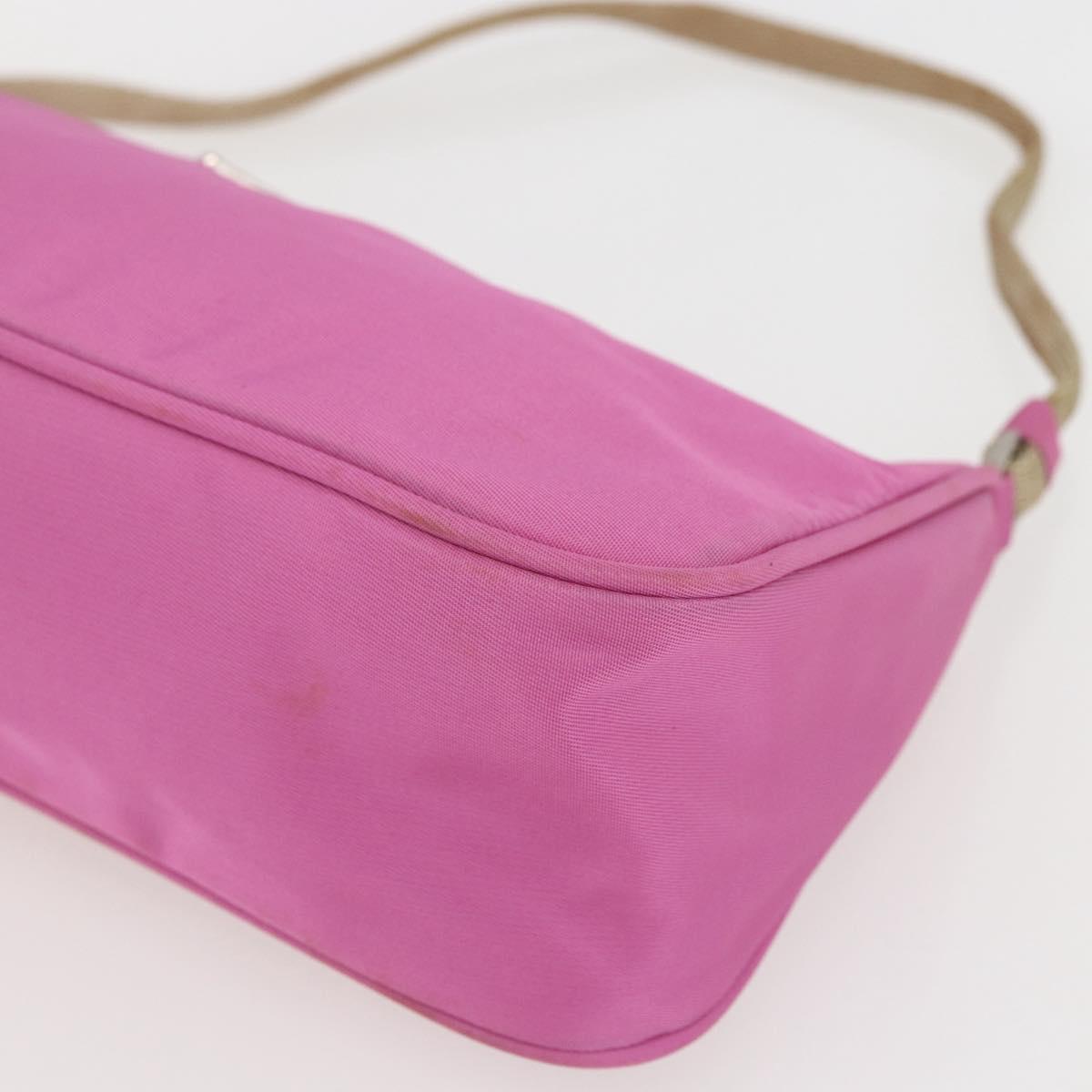 PRADA Accessory Pouch Nylon Pink Silver Auth 157222