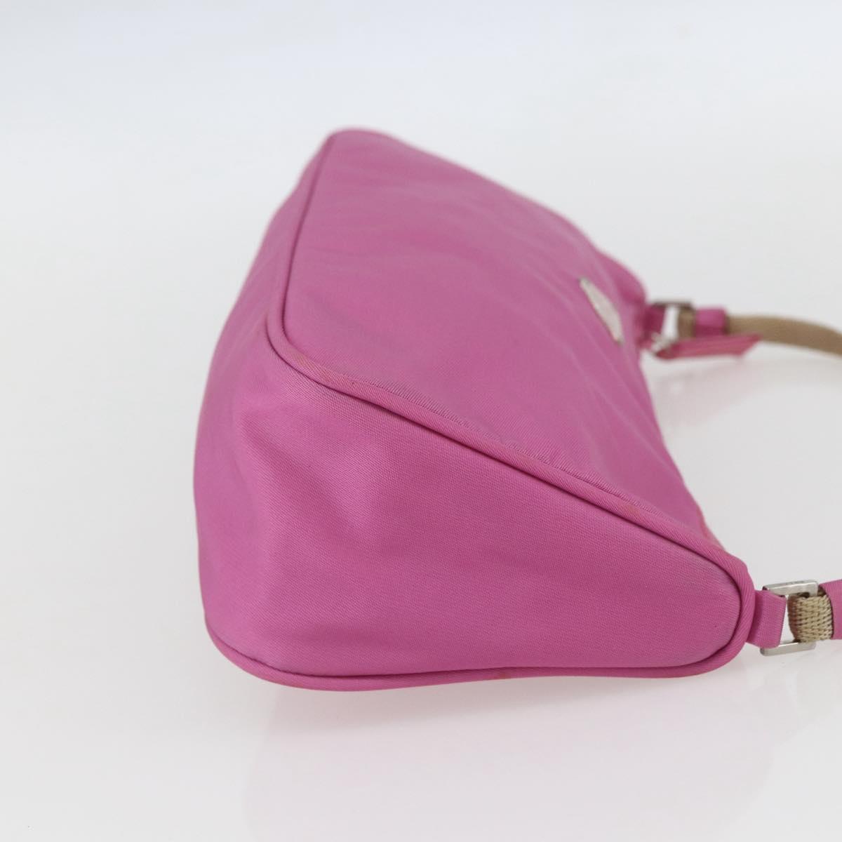 PRADA Accessory Pouch Nylon Pink Silver Auth 157222