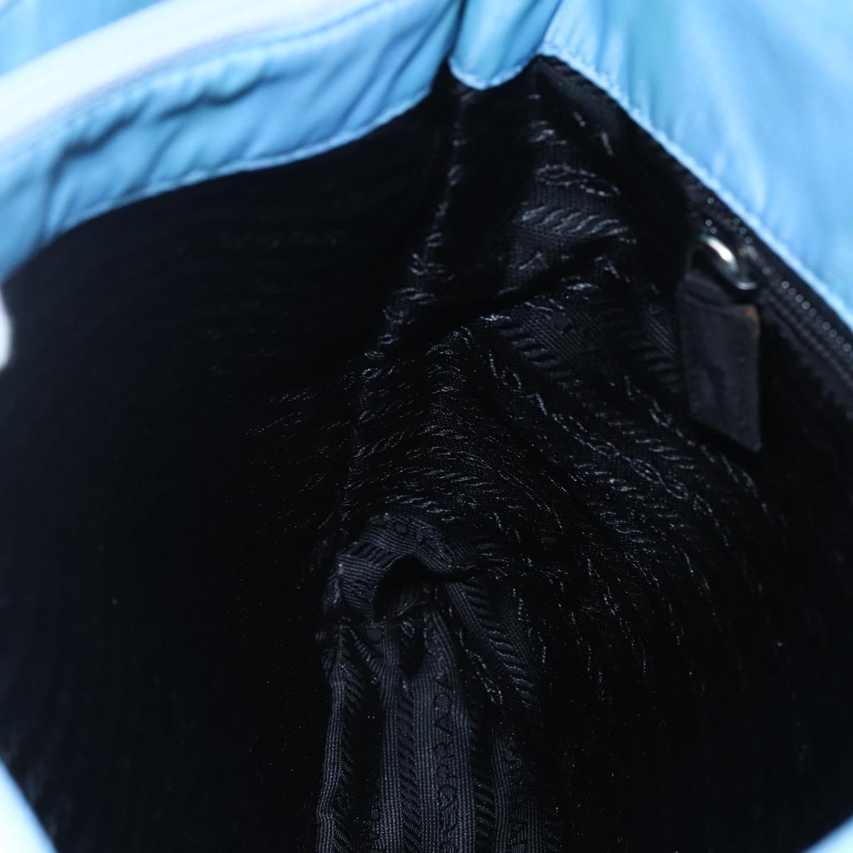 PRADA Tote Bag Nylon Light Blue Silver Auth 157223