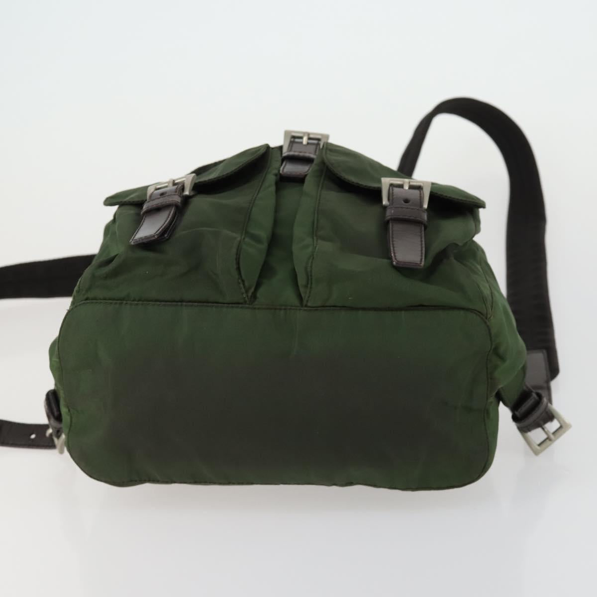 PRADA Backpack Nylon Green Silver Auth 157224