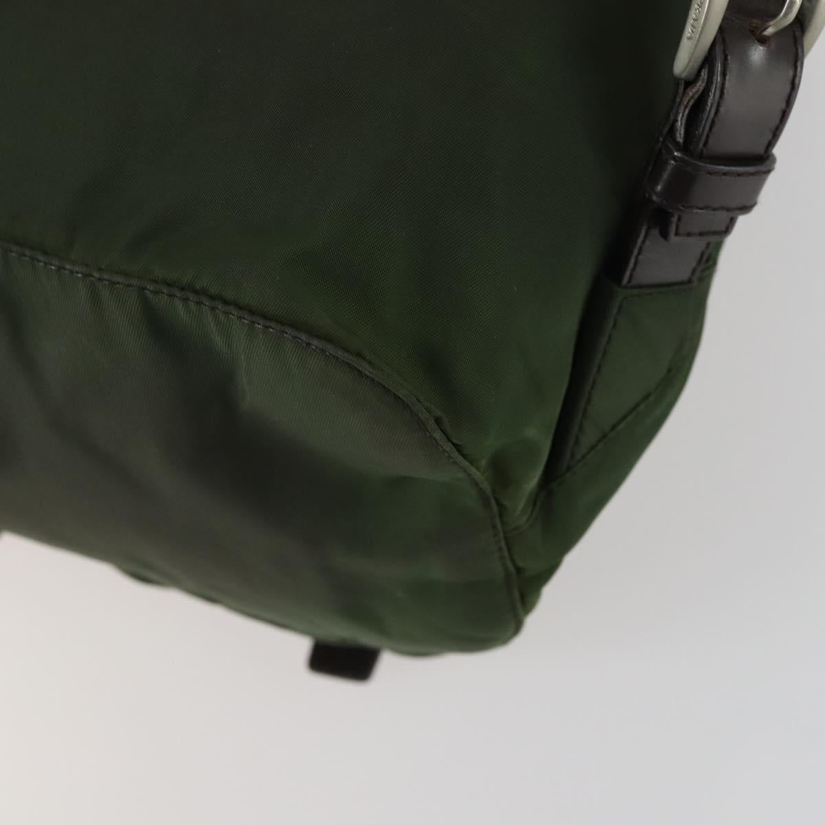 PRADA Backpack Nylon Green Silver Auth 157224