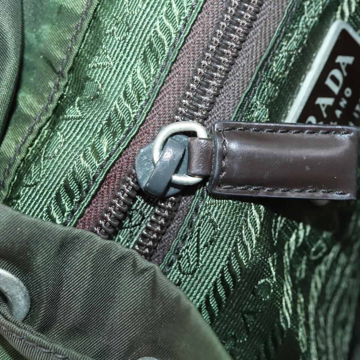 PRADA Backpack Nylon Green Silver Auth 157224