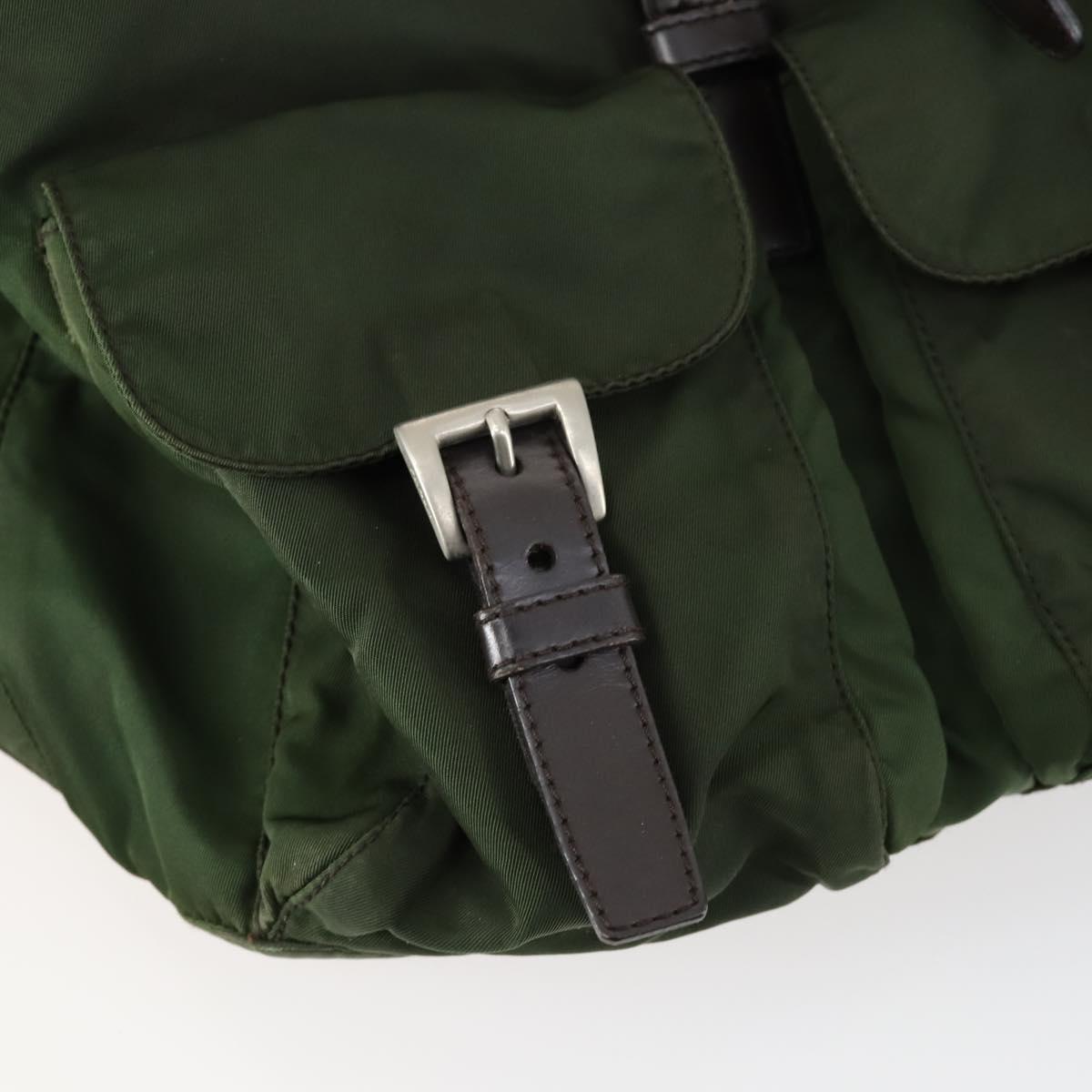 PRADA Backpack Nylon Green Silver Auth 157224