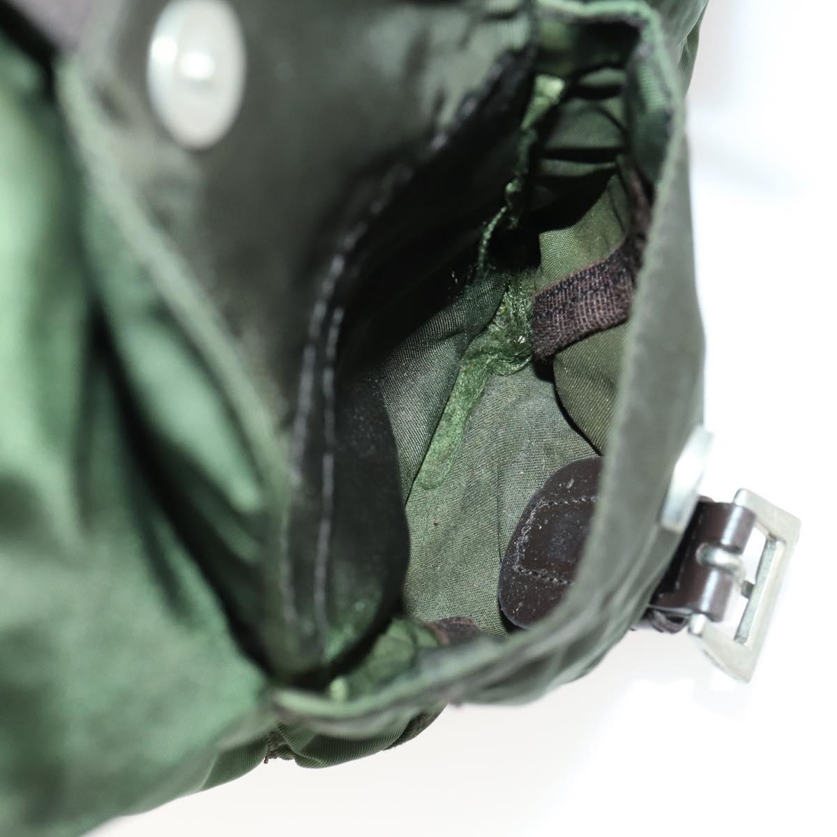 PRADA Backpack Nylon Green Silver Auth 157224