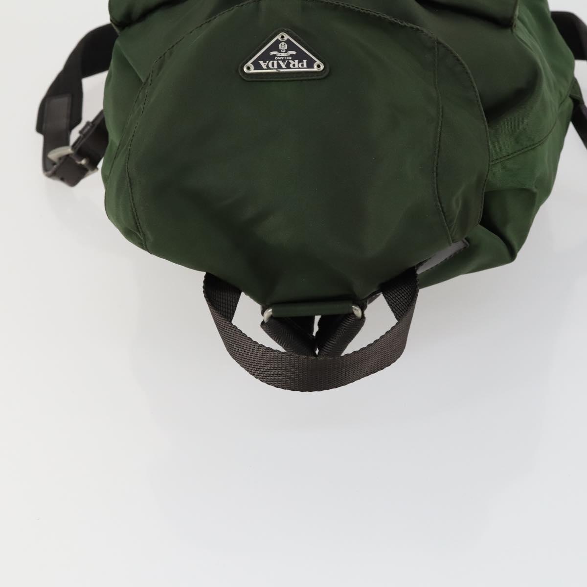 PRADA Backpack Nylon Green Silver Auth 157224
