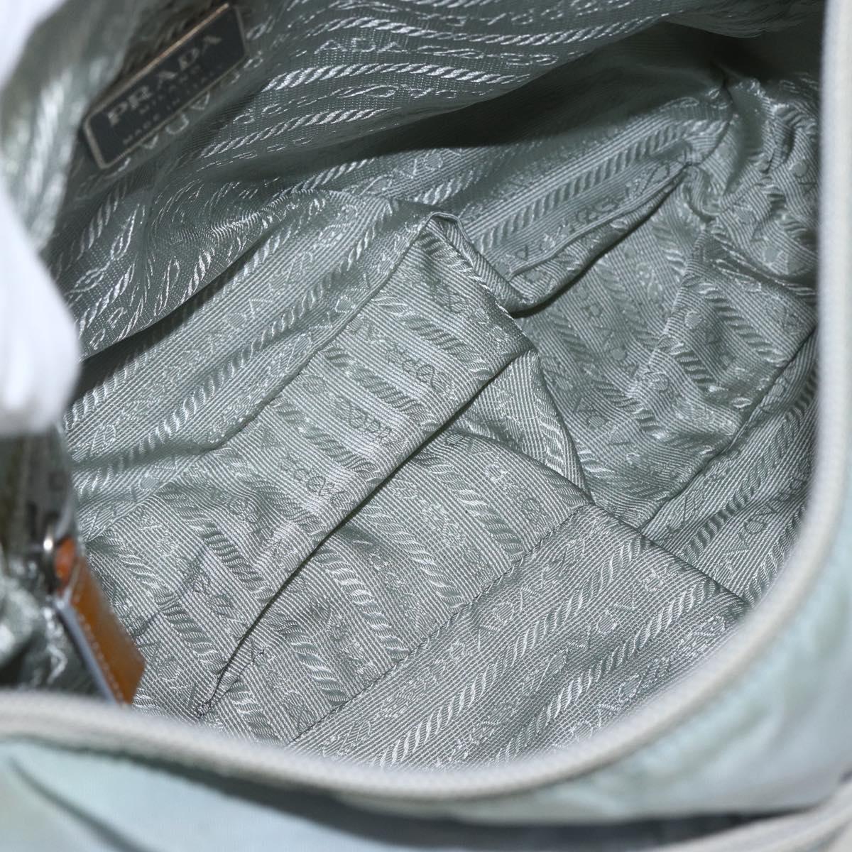 PRADA Shoulder Bag Nylon Light Blue Silver Auth 157225