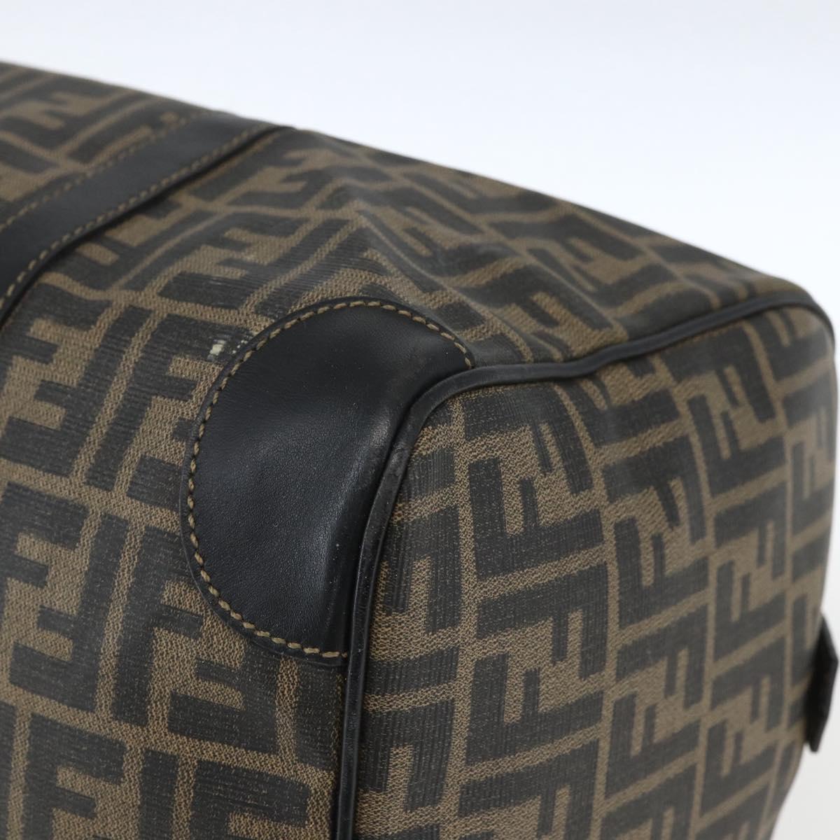 FENDI Zucca Canvas Boston Bag Brown Black Auth 157227