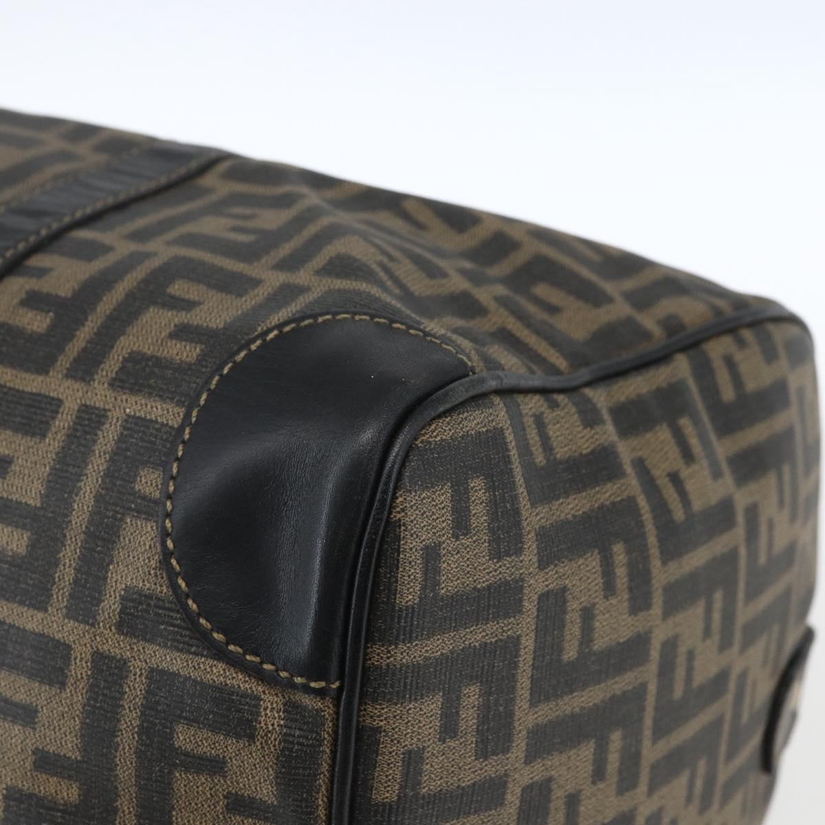FENDI Zucca Canvas Boston Bag Brown Black Auth 157227