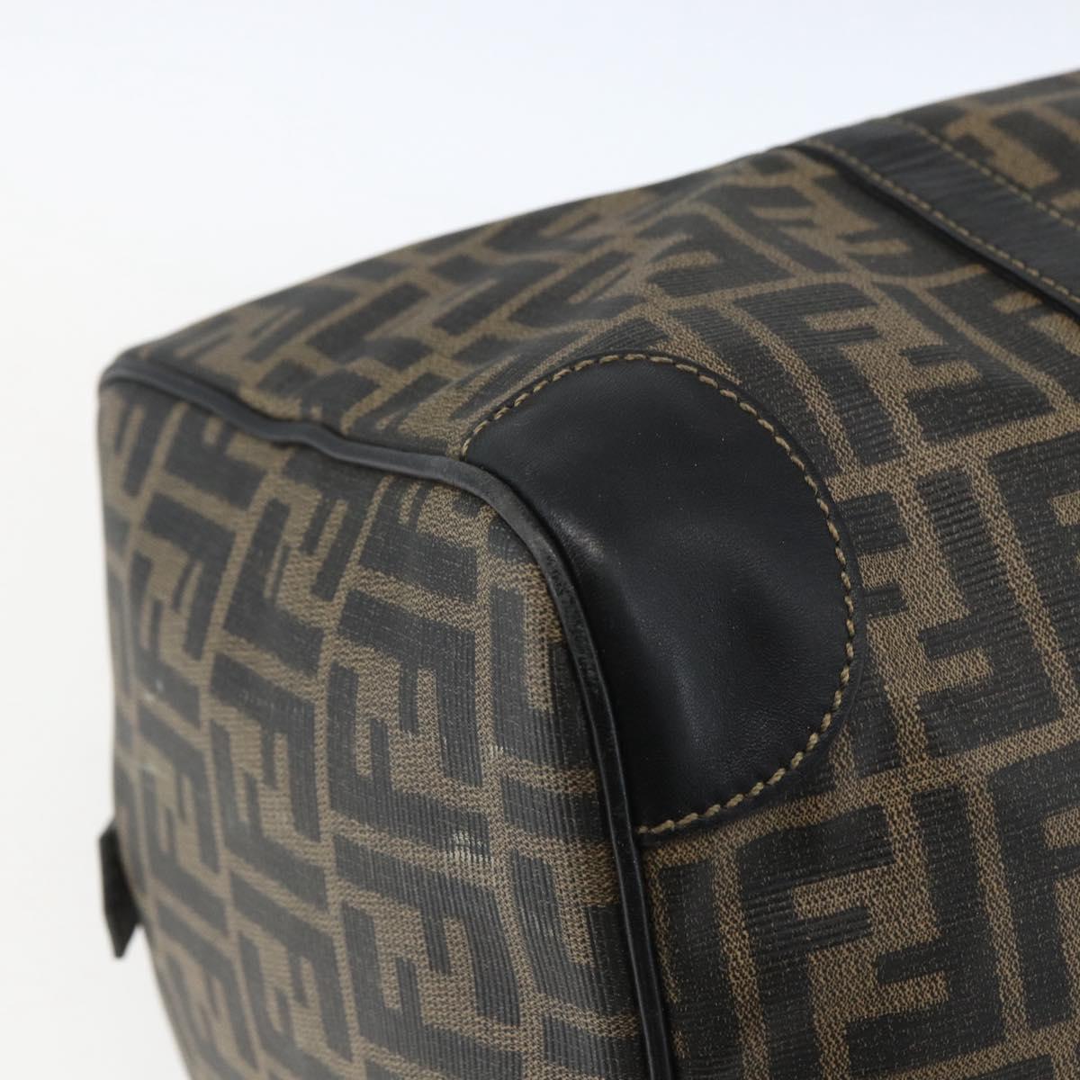 FENDI Zucca Canvas Boston Bag Brown Black Auth 157227