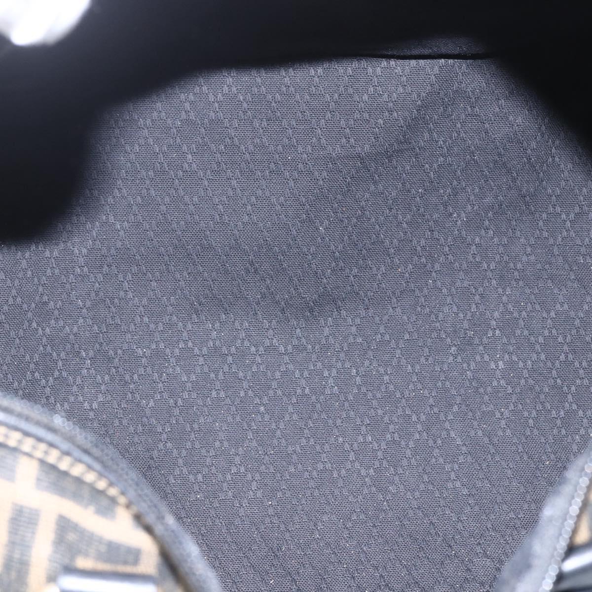 FENDI Zucca Canvas Boston Bag Brown Black Auth 157227