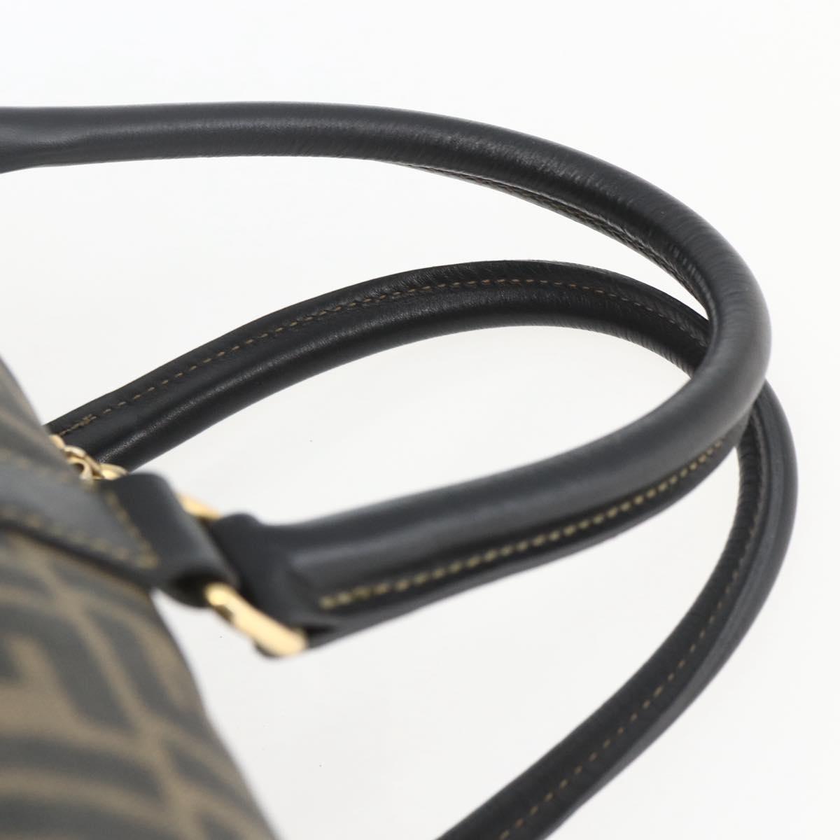 FENDI Zucca Canvas Boston Bag Brown Black Auth 157227