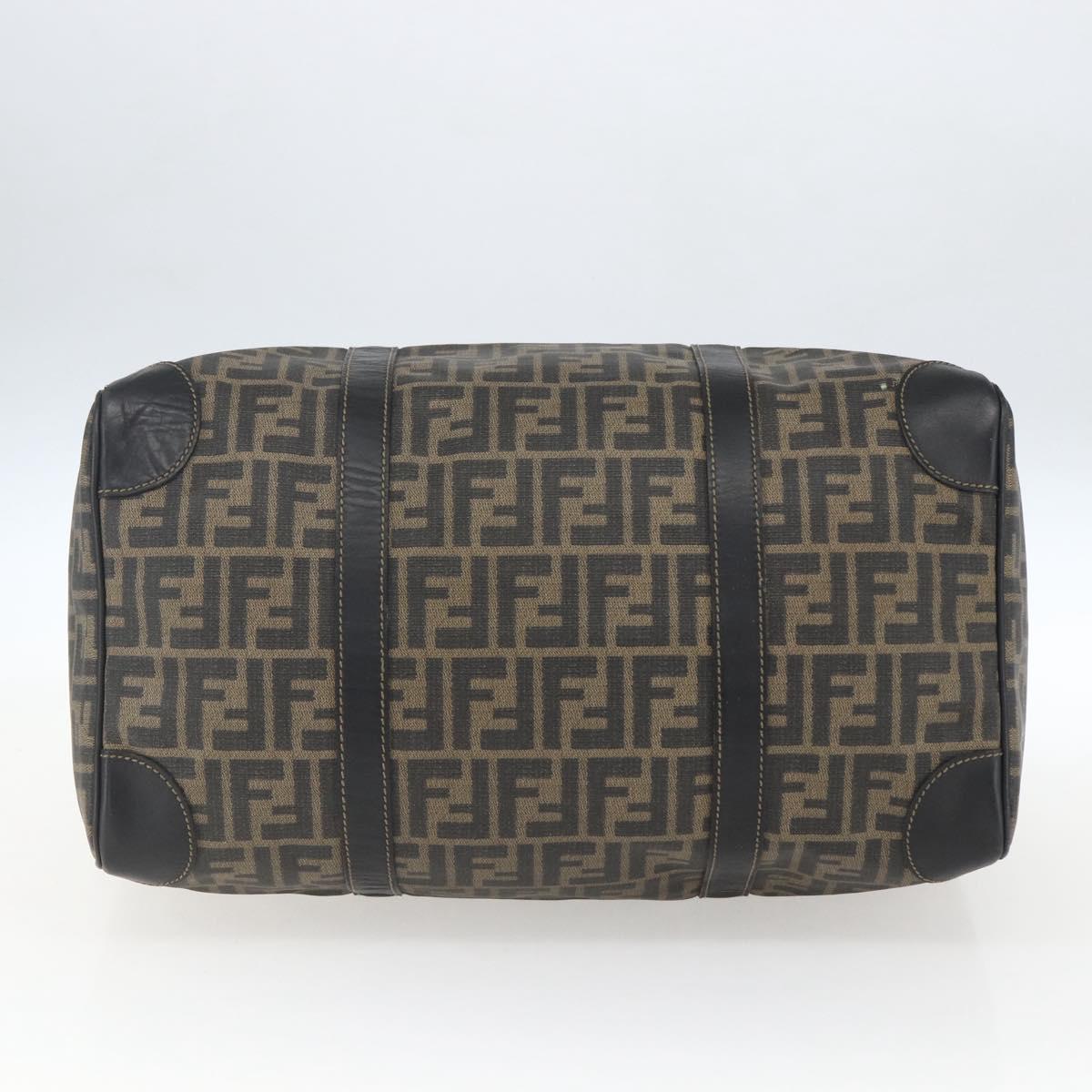 FENDI Zucca Canvas Boston Bag Brown Black Auth 157227