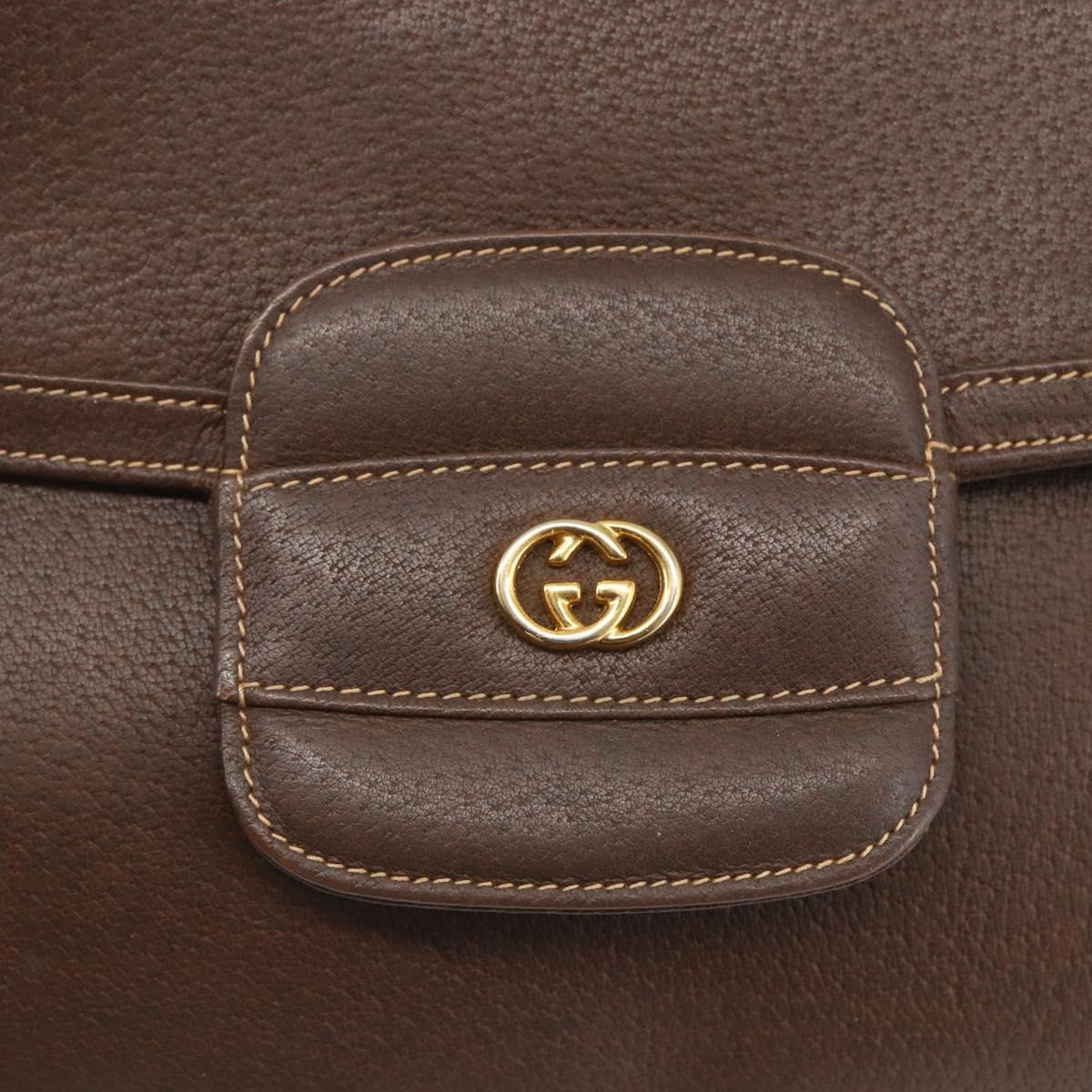 GUCCI Shoulder Bag Leather Brown Gold 001 116 0912 Auth 157232