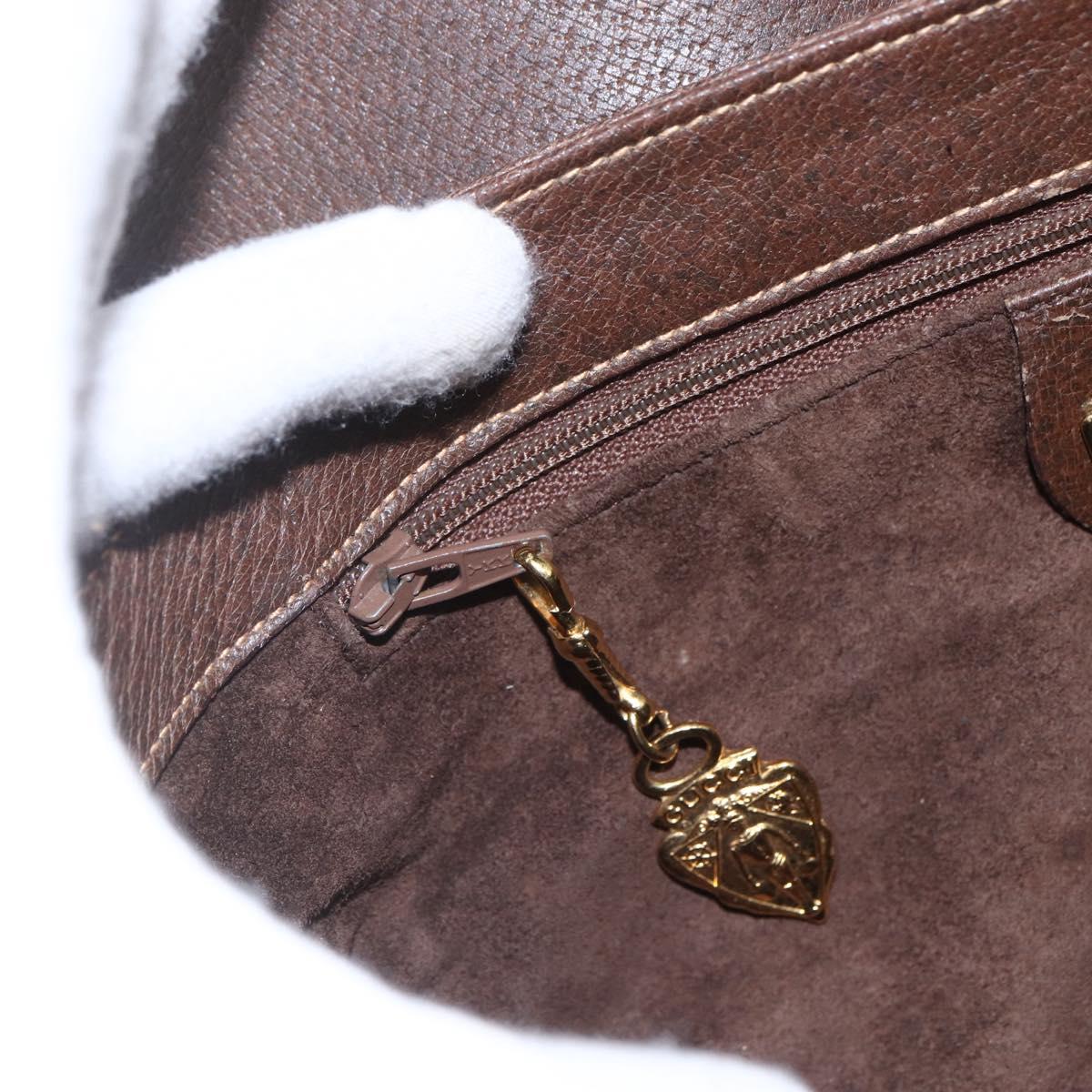 GUCCI Shoulder Bag Leather Brown Gold 001 116 0912 Auth 157232
