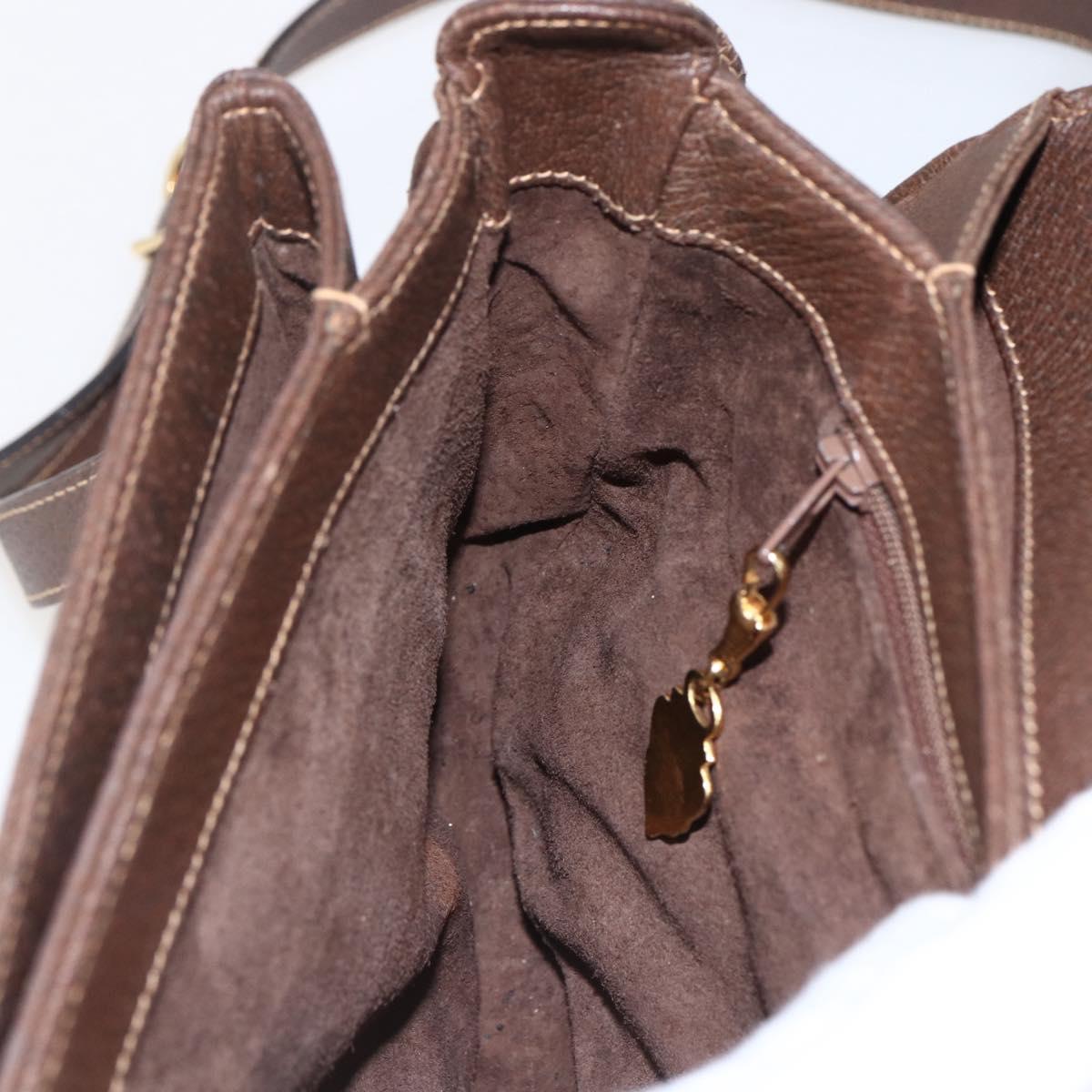 GUCCI Shoulder Bag Leather Brown Gold 001 116 0912 Auth 157232