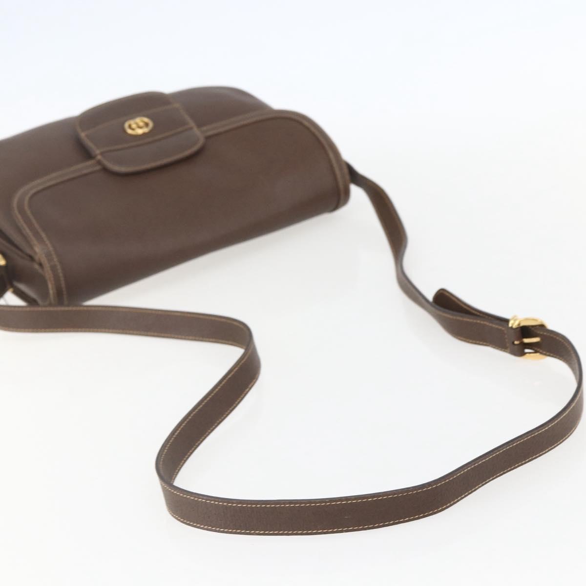 GUCCI Shoulder Bag Leather Brown Gold 001 116 0912 Auth 157232