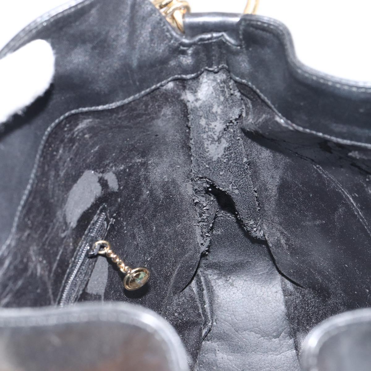 GUCCI Bamboo Shoulder Bag Leather 2way Black Gold 001 2123 1633 Auth 157233