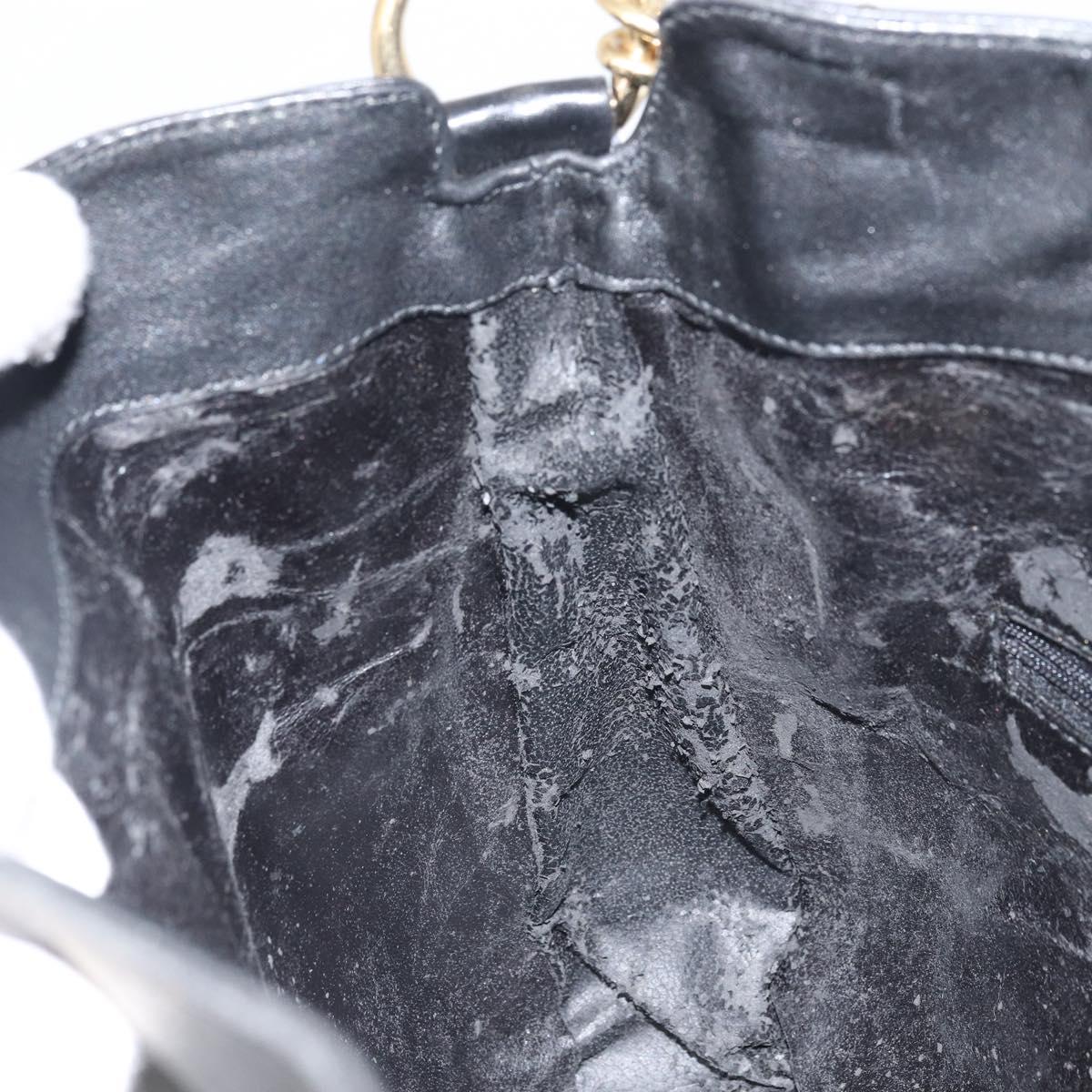 GUCCI Bamboo Shoulder Bag Leather 2way Black Gold 001 2123 1633 Auth 157233