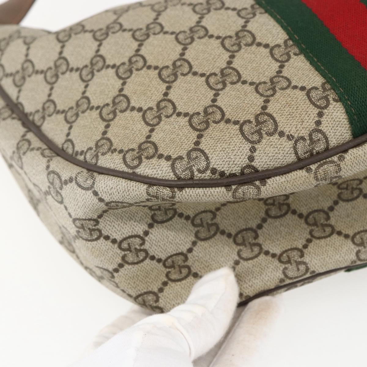 GUCCI GG Supreme Web Sherry Line Bag PVC Beige Gold 29 001 3840 Auth 157234