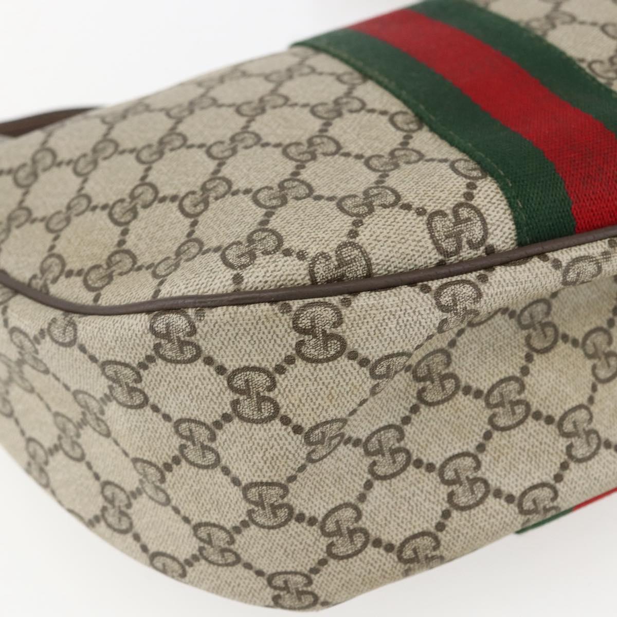 GUCCI GG Supreme Web Sherry Line Bag PVC Beige Gold 29 001 3840 Auth 157234