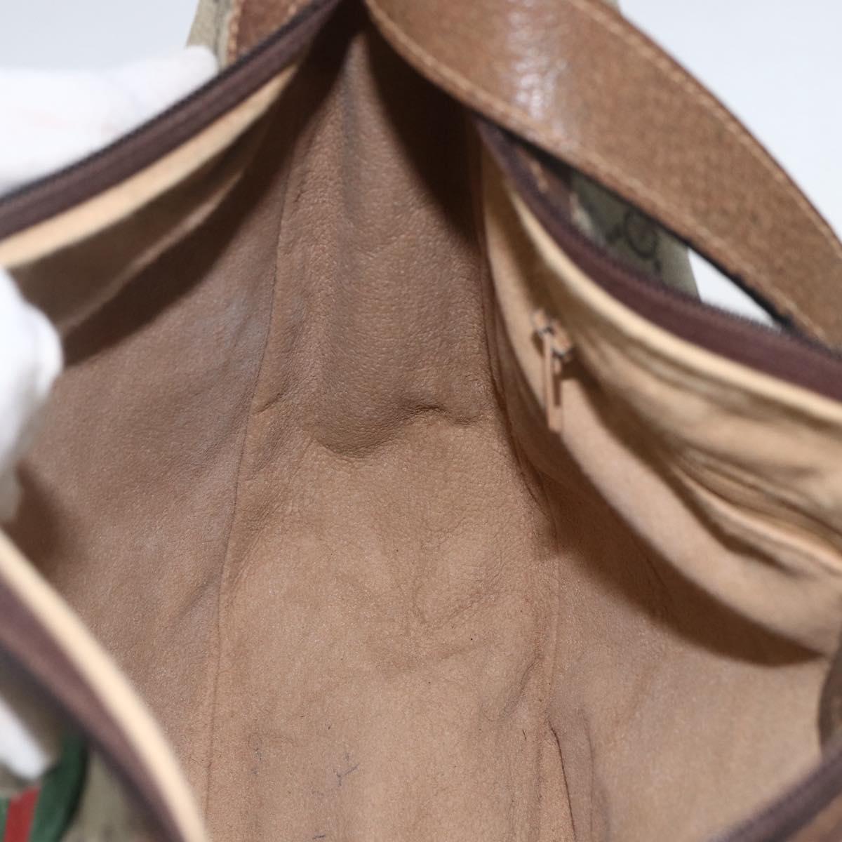 GUCCI GG Supreme Web Sherry Line Bag PVC Beige Gold 29 001 3840 Auth 157234