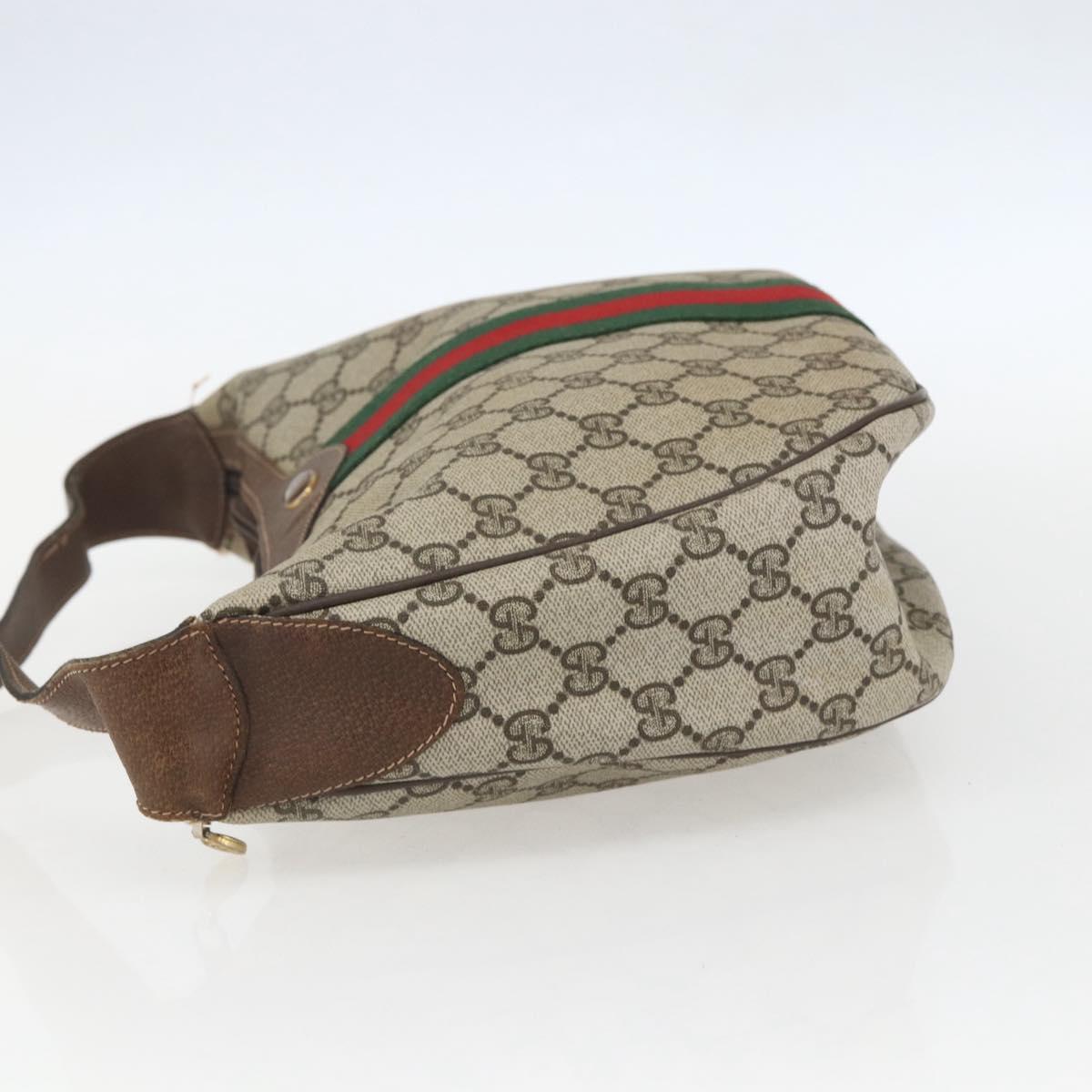 GUCCI GG Supreme Web Sherry Line Bag PVC Beige Gold 29 001 3840 Auth 157234