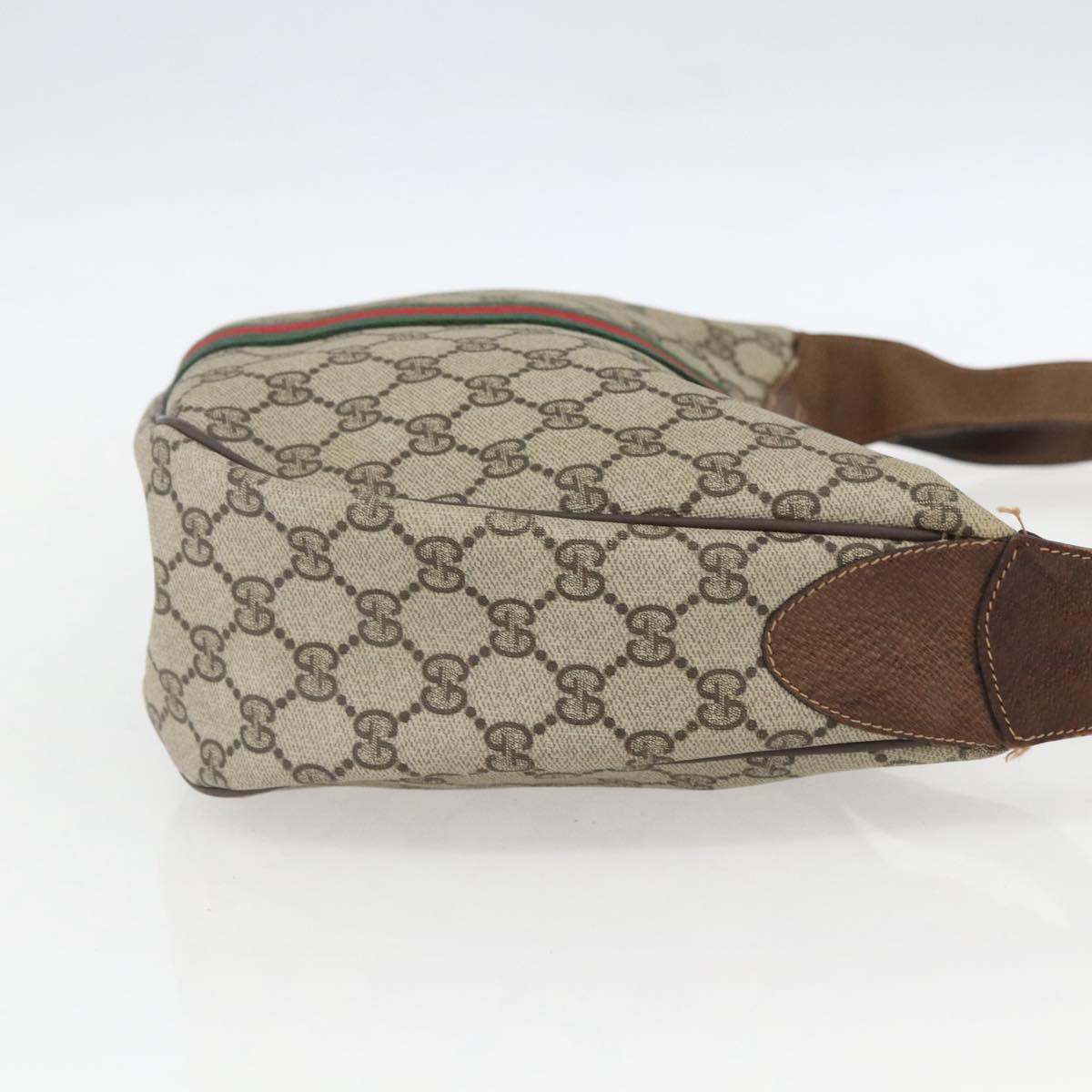 GUCCI GG Supreme Web Sherry Line Bag PVC Beige Gold 29 001 3840 Auth 157234