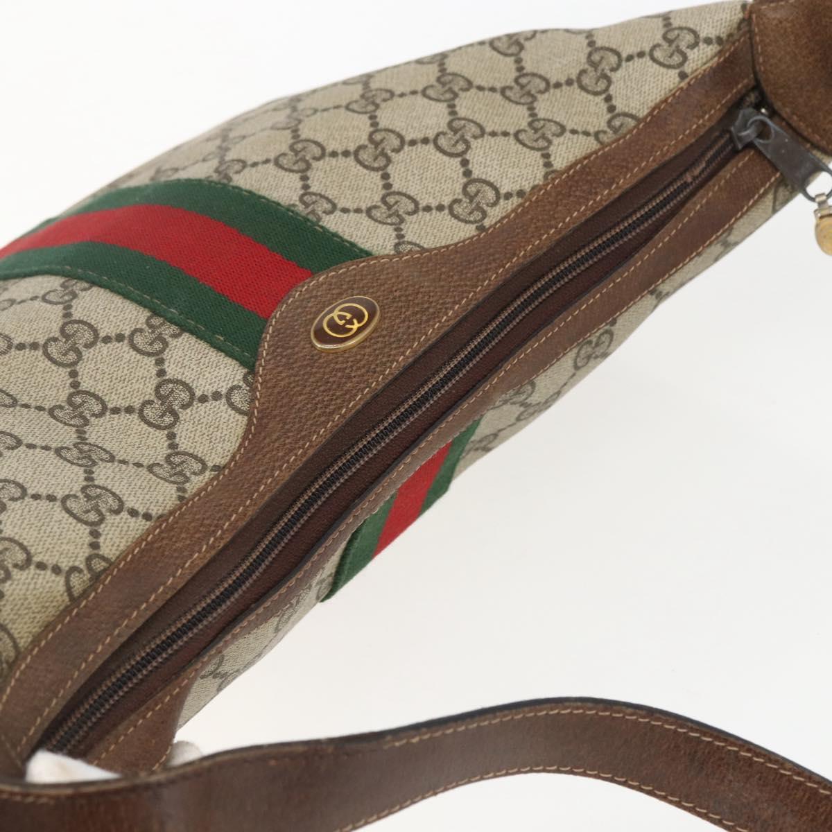 GUCCI GG Supreme Web Sherry Line Bag PVC Beige Gold 29 001 3840 Auth 157234