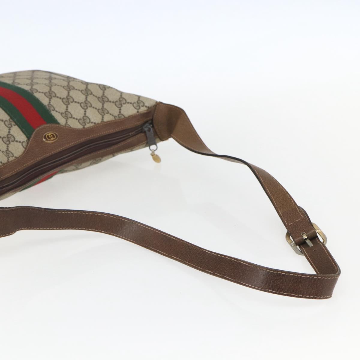 GUCCI GG Supreme Web Sherry Line Bag PVC Beige Gold 29 001 3840 Auth 157234