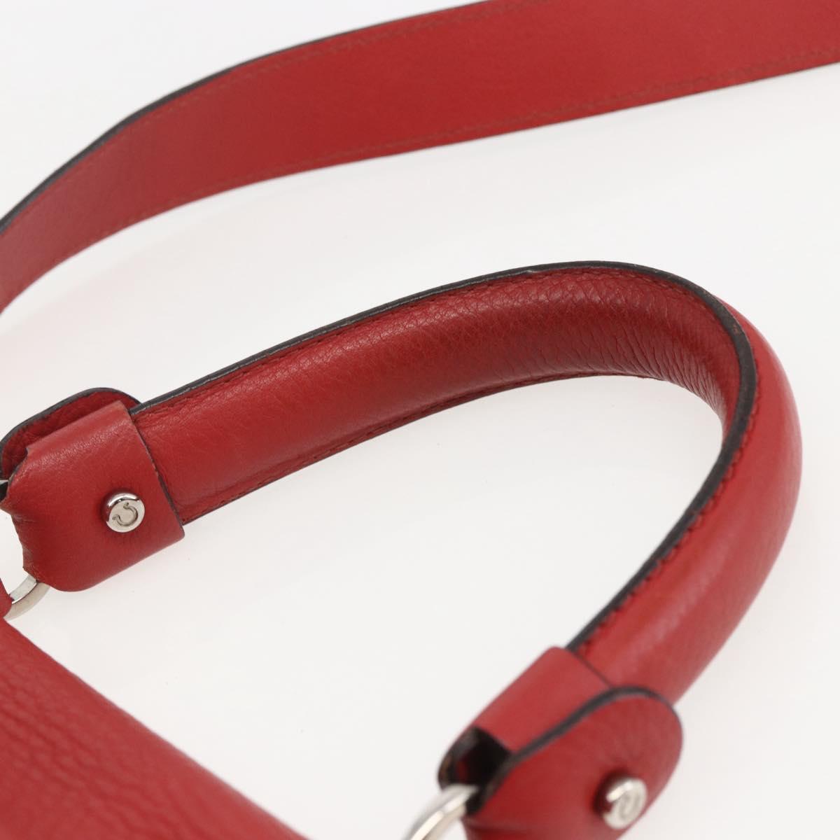 Salvatore Ferragamo Gancini Hand Bag Leather 2way Red Silver Auth 157236