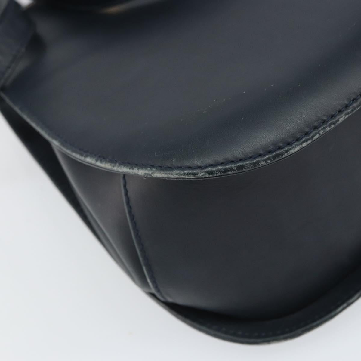 Salvatore Ferragamo Gancini Hand Bag Leather 2way Navy Gold Auth 157237