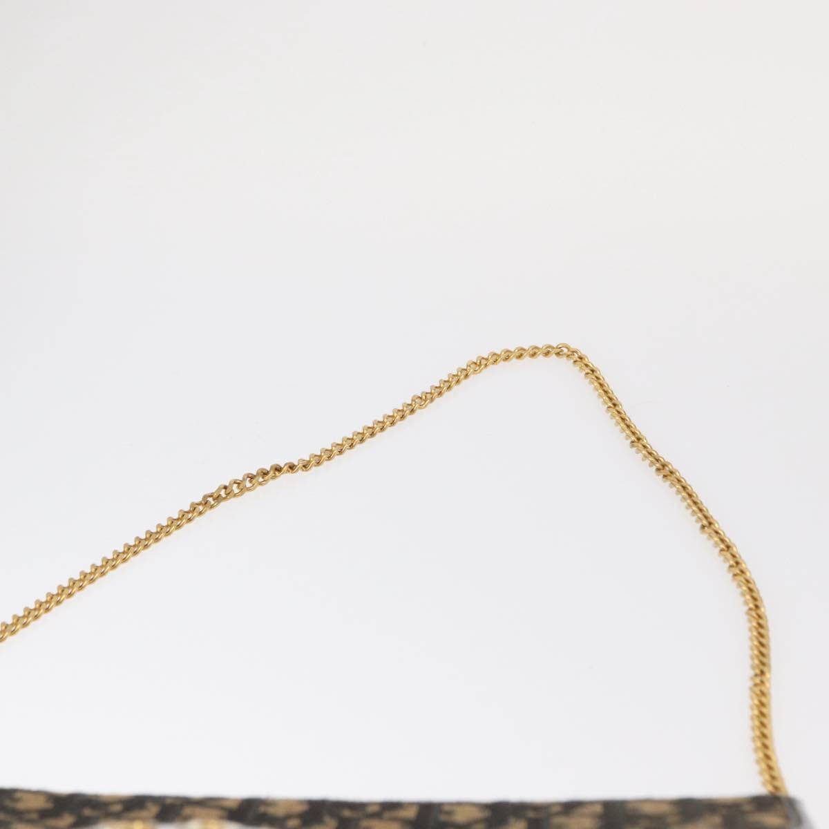 Christian Dior Trotter Canvas Chain Shoulder Bag Navy Gold Auth 157241