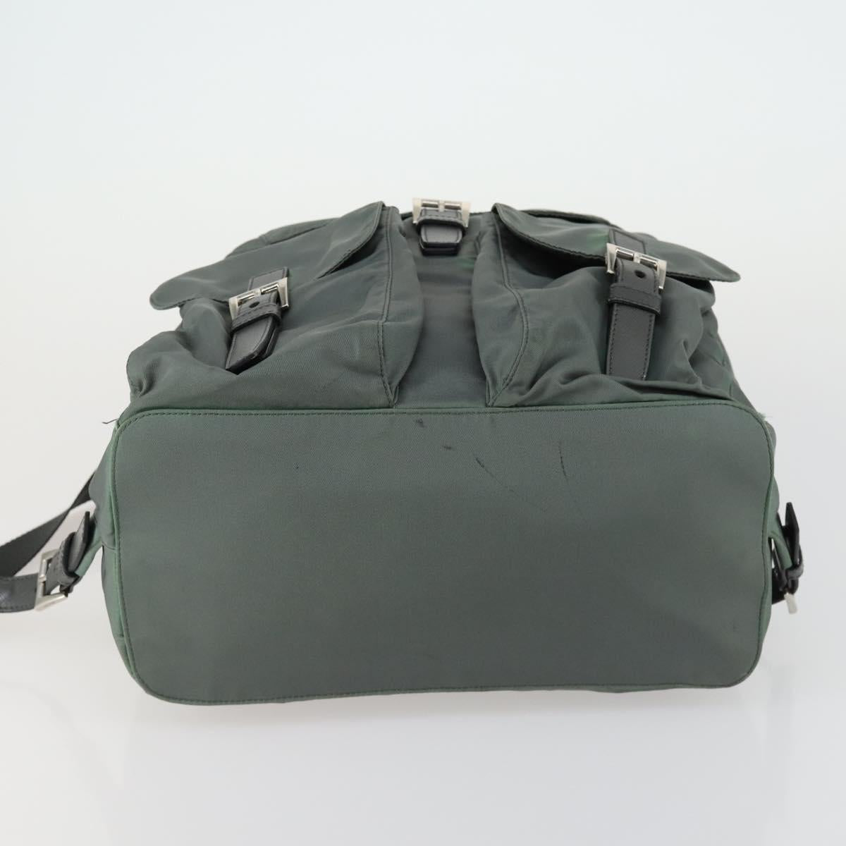 PRADA Backpack Nylon Green Silver Auth 157248