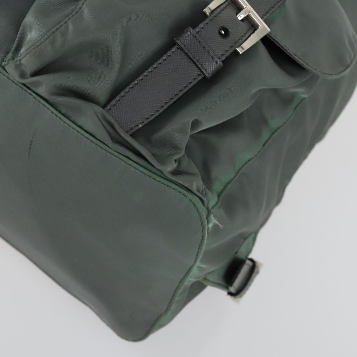 PRADA Backpack Nylon Green Silver Auth 157248