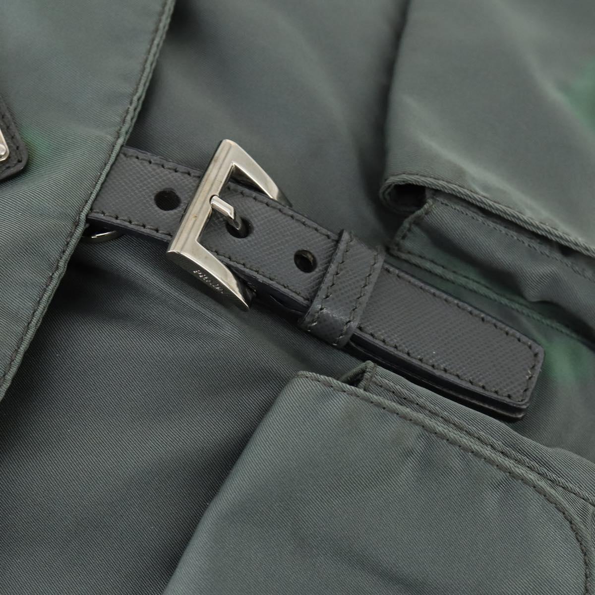 PRADA Backpack Nylon Green Silver Auth 157248