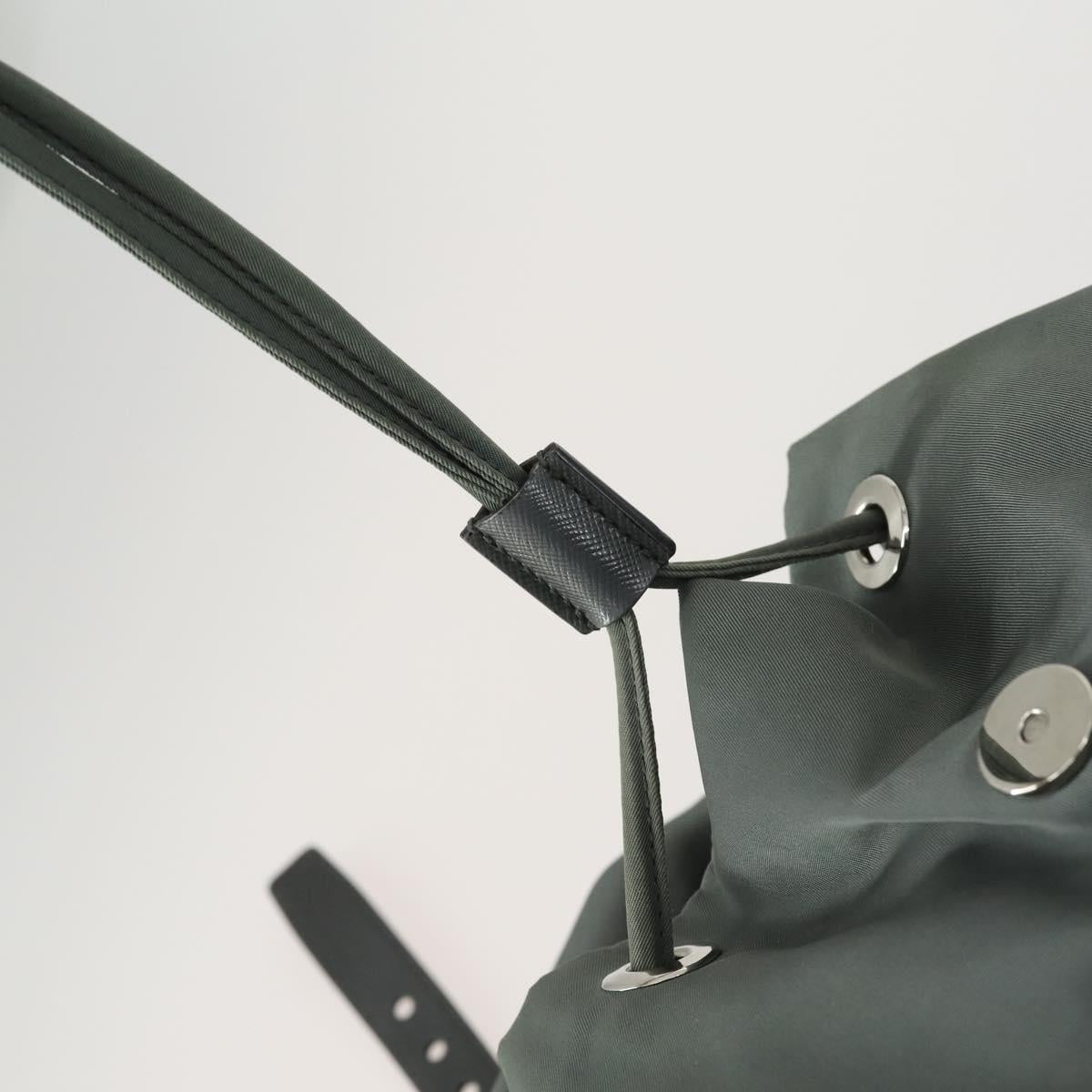 PRADA Backpack Nylon Green Silver Auth 157248