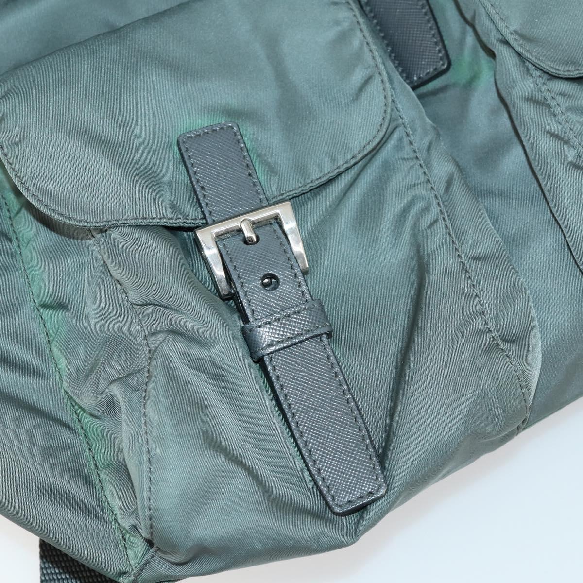 PRADA Backpack Nylon Green Silver Auth 157248