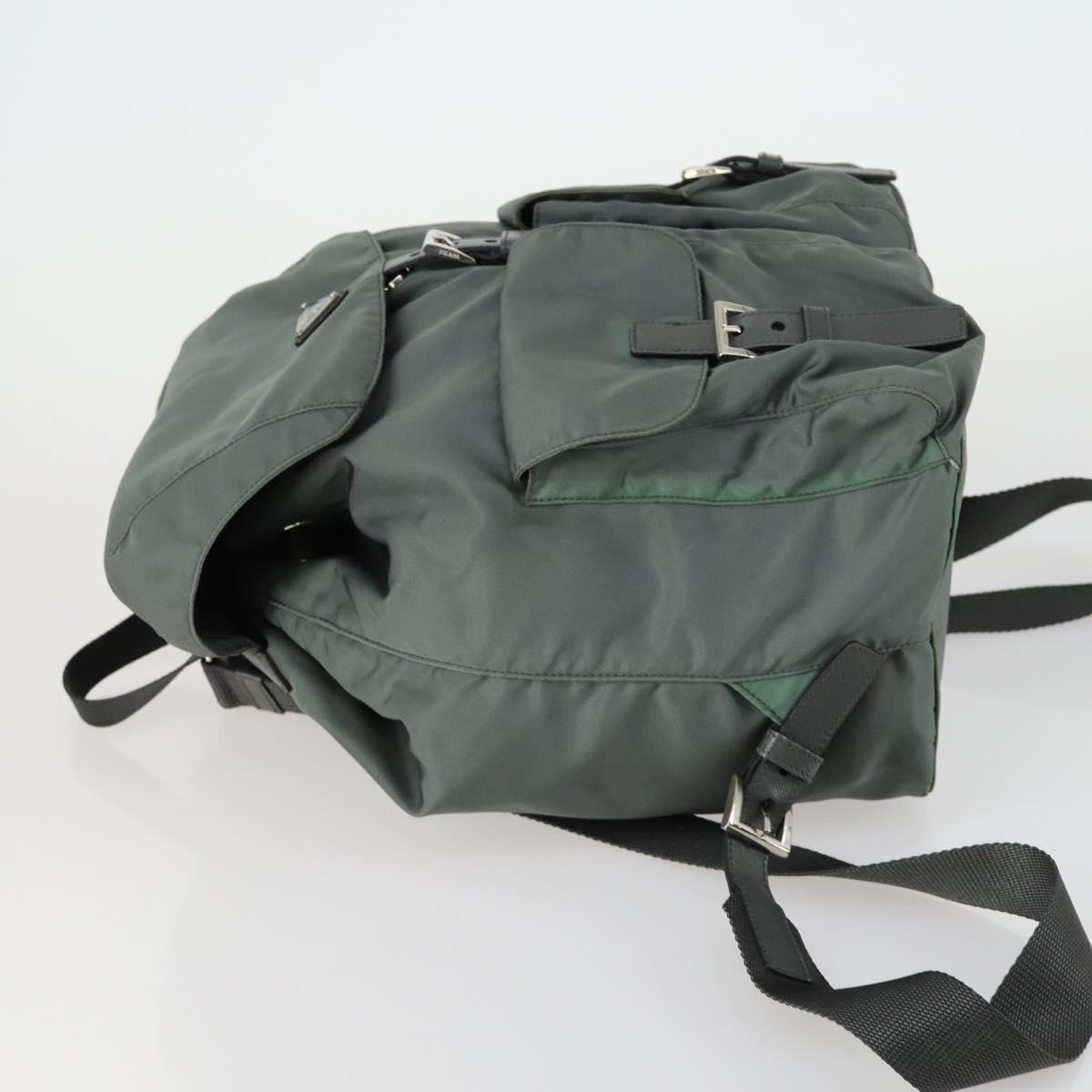 PRADA Backpack Nylon Green Silver Auth 157248