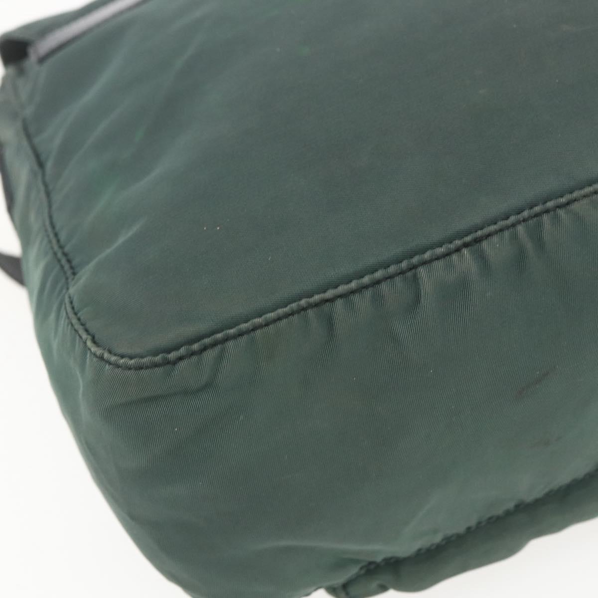 PRADA Shoulder Bag Nylon Green Silver Auth 157249