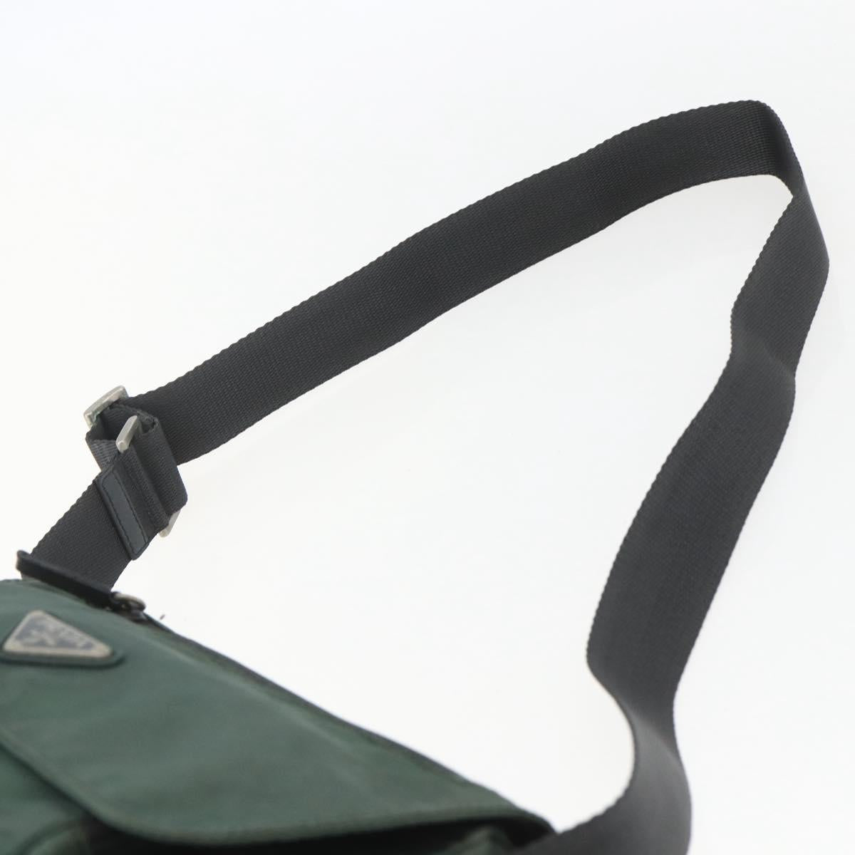 PRADA Shoulder Bag Nylon Green Silver Auth 157249