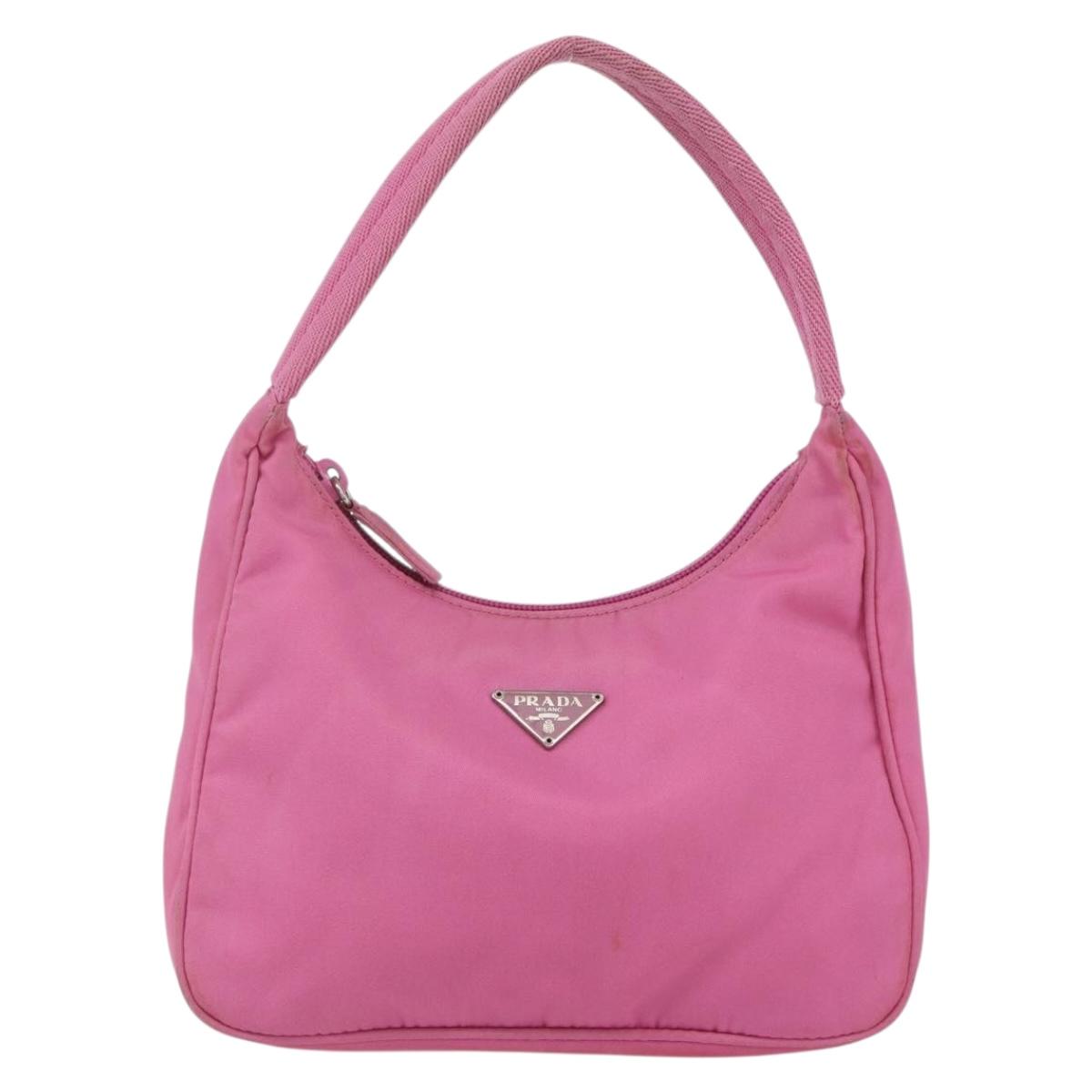 PRADA Hand Pouch Nylon Pink Auth 157250