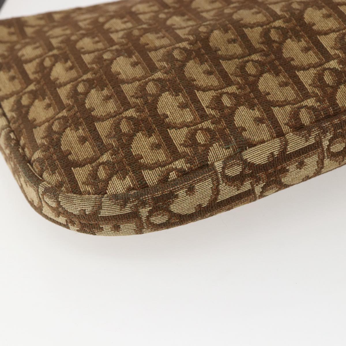 Christian Dior Trotter Canvas Shoulder Bag Beige Gold Auth 157258