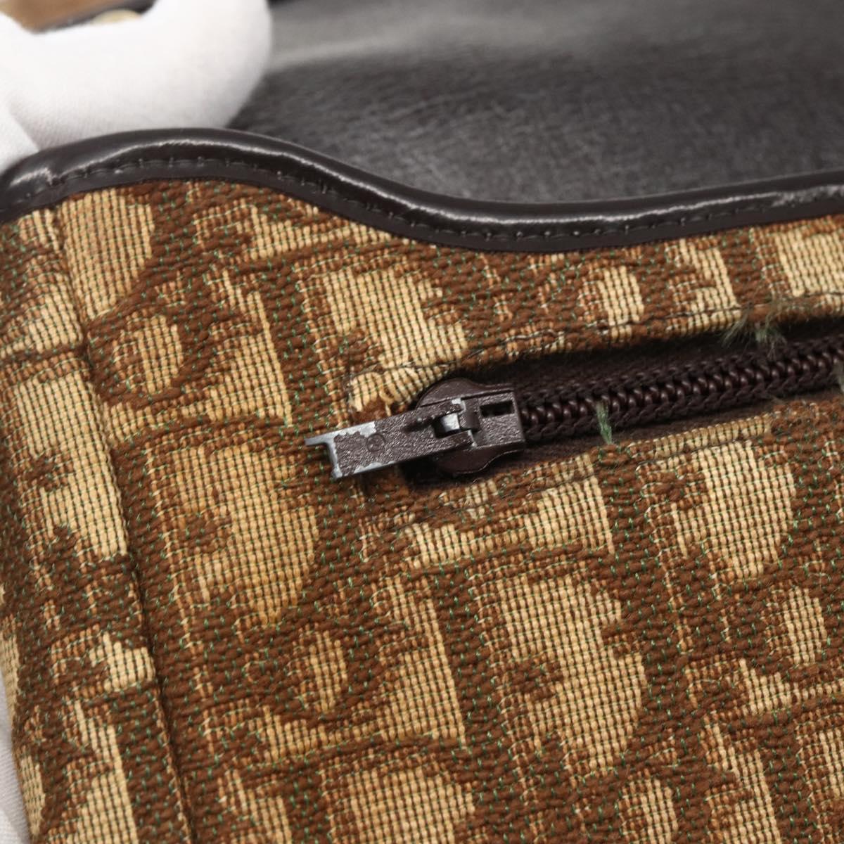 Christian Dior Trotter Canvas Shoulder Bag Beige Gold Auth 157258