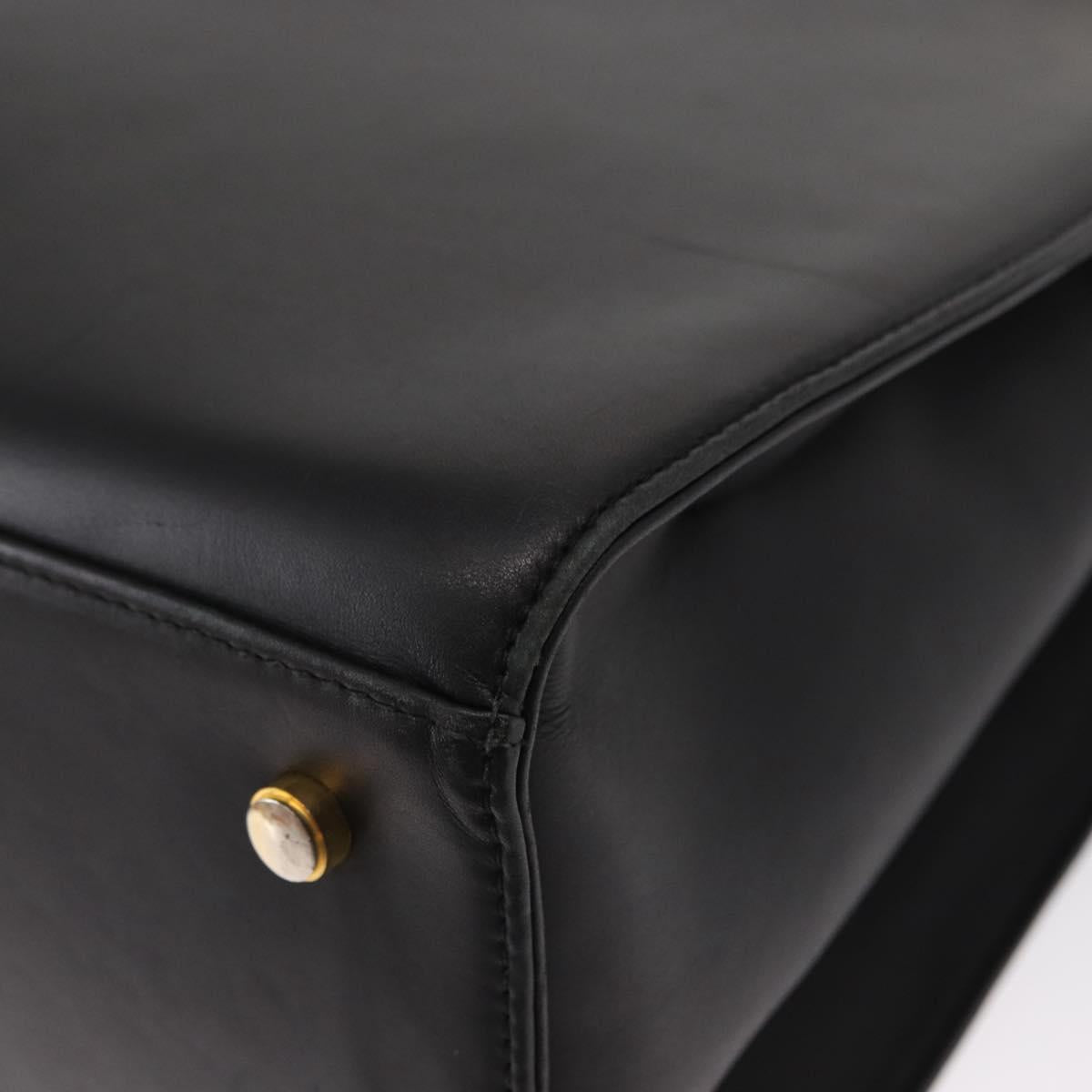 Salvatore Ferragamo Gancini Tote Bag Leather Black Gold Auth 157259