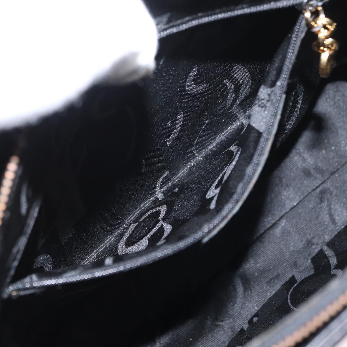 Salvatore Ferragamo Gancini Tote Bag Leather Black Gold Auth 157259