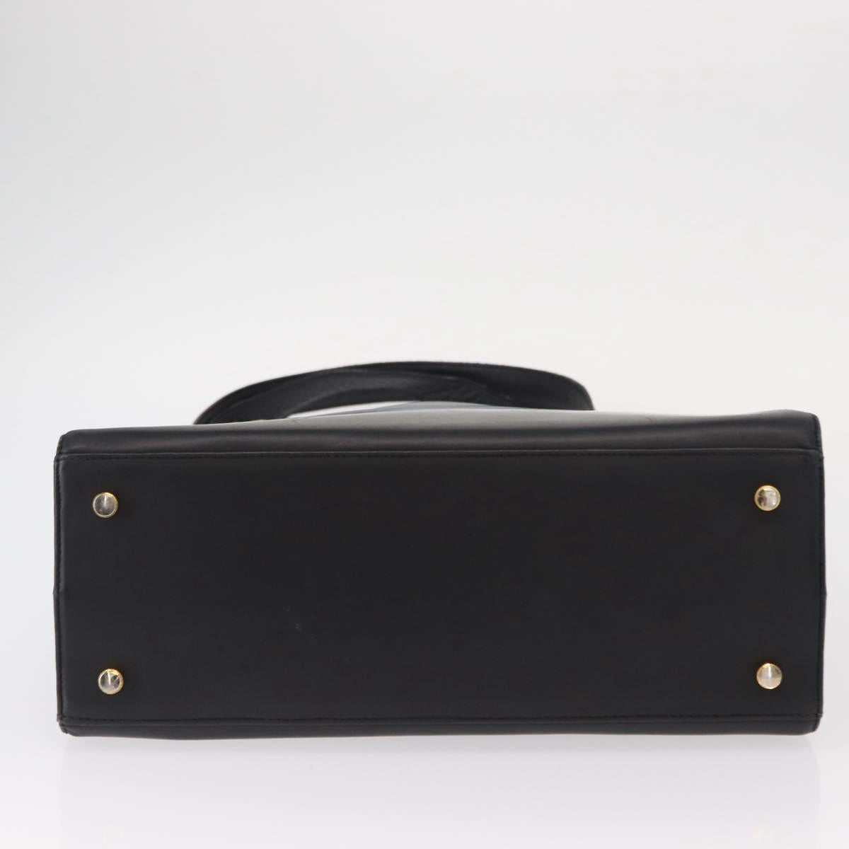 Salvatore Ferragamo Gancini Tote Bag Leather Black Gold Auth 157259